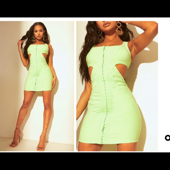 Lime Green Bodycon Dress - Picture 1 of 2